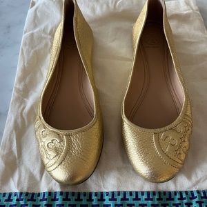 Tory Burch gold embedded flats